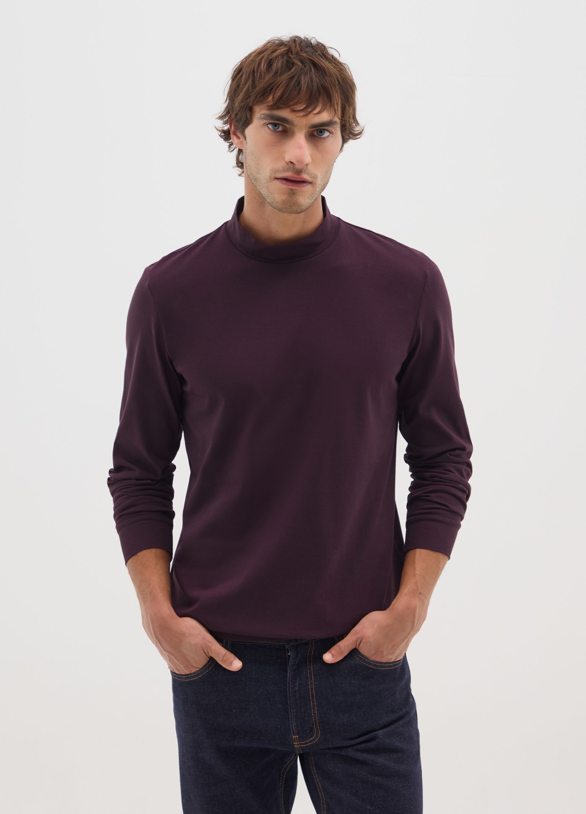 Purple long sleeve cotton shirt