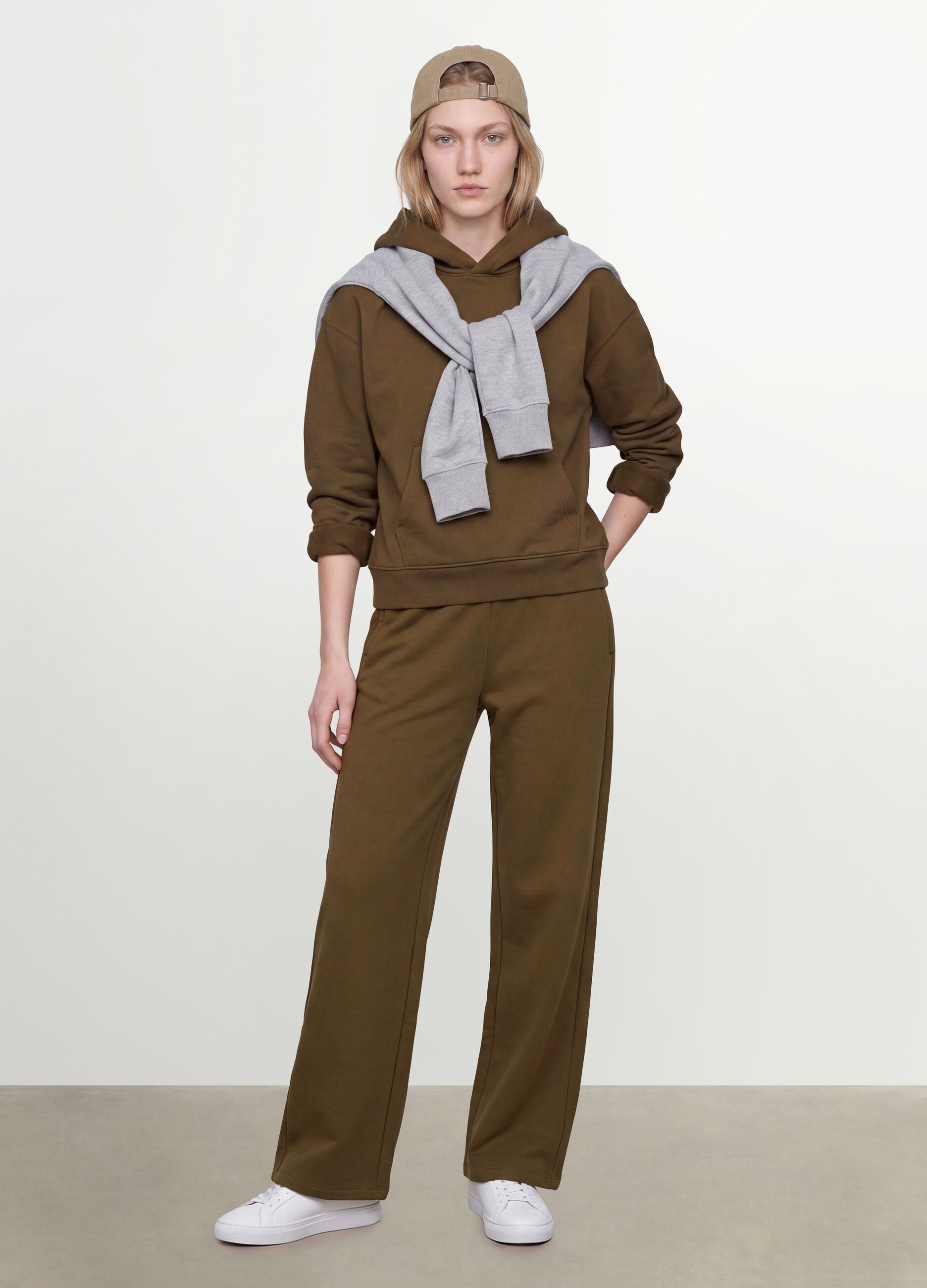 Green cotton-blend hoodie in a regular fit