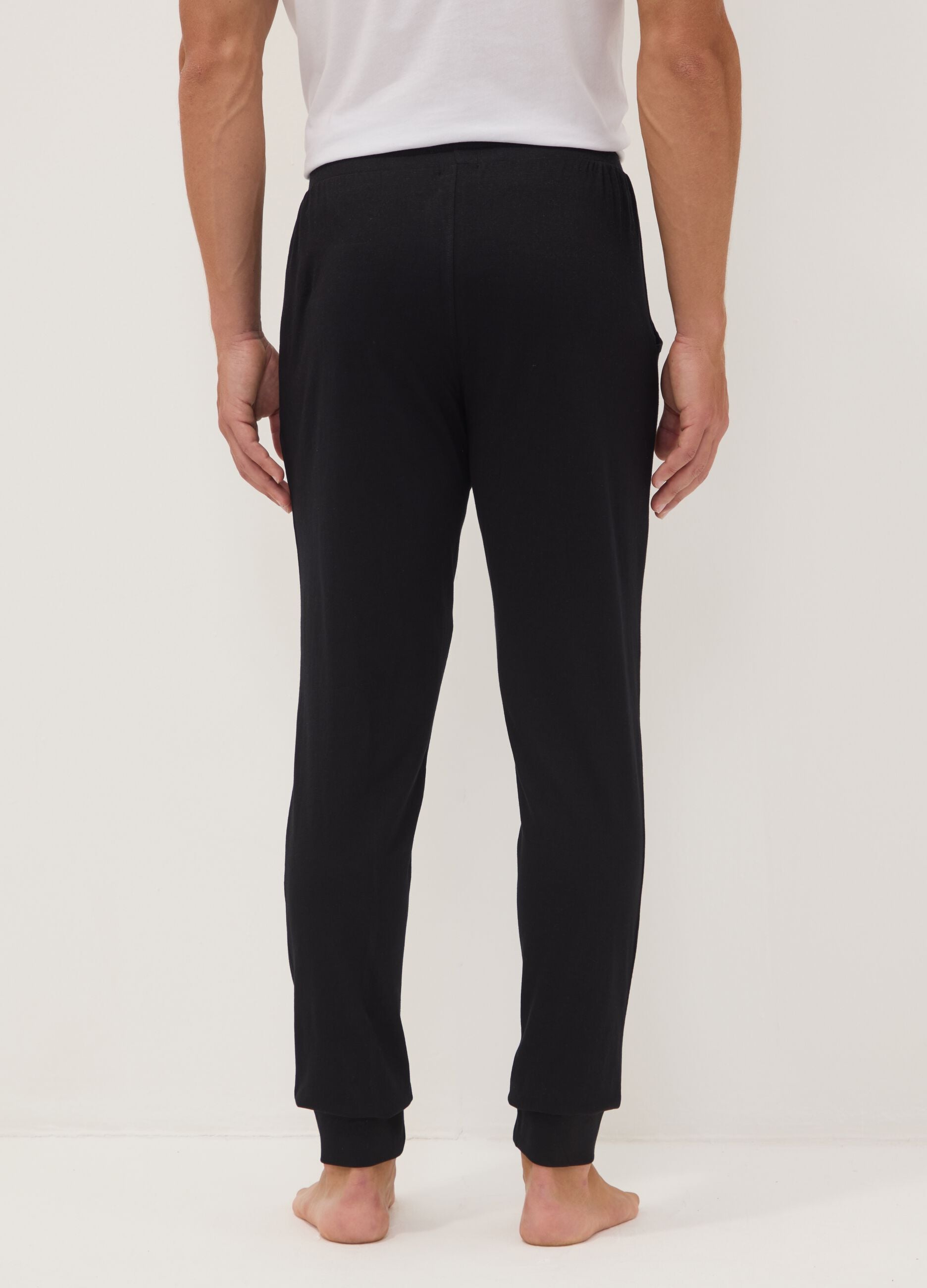 Blaue Pyjamahose aus Bio-Baumwolle mit elastischem Bund