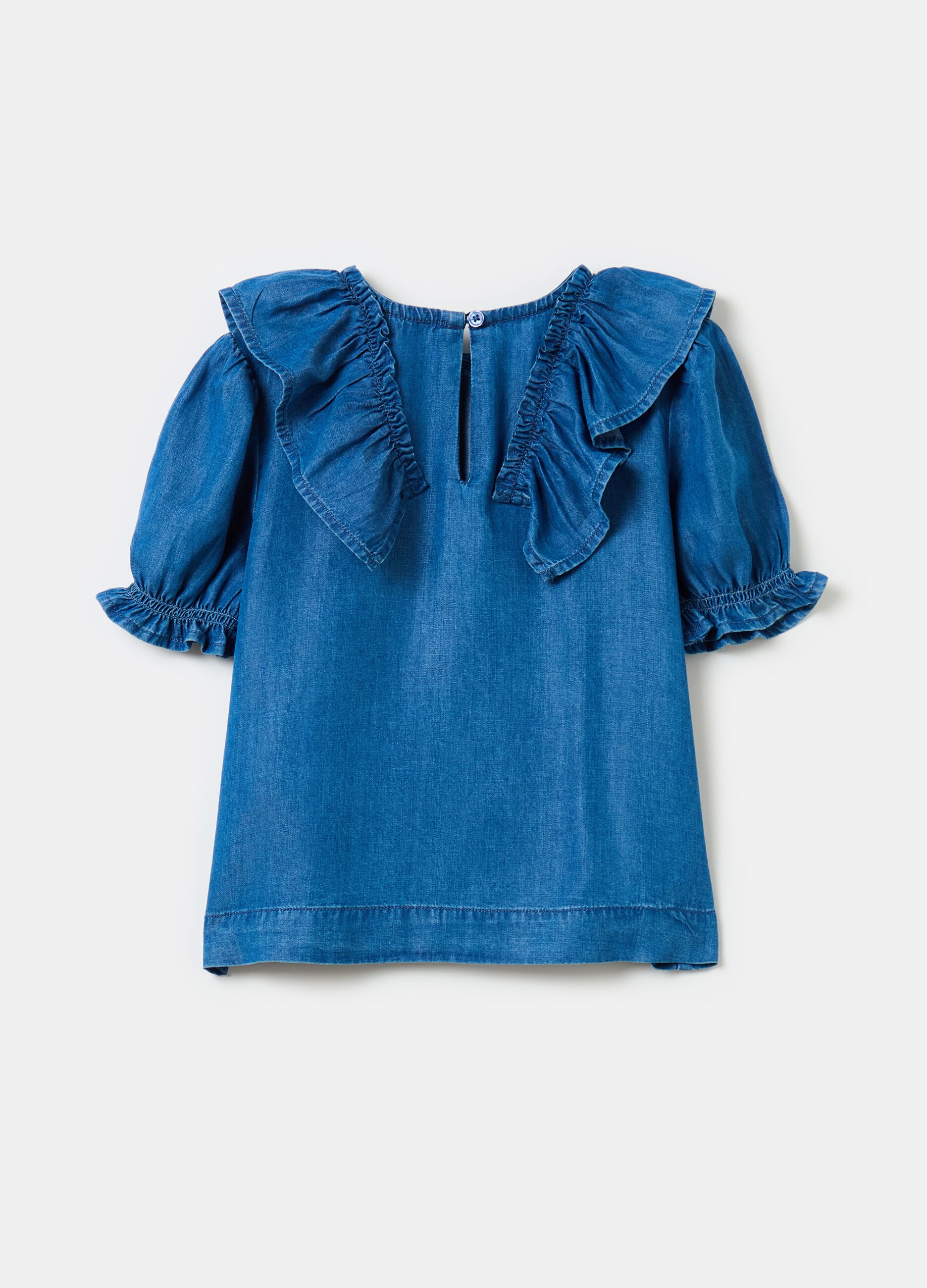 Blouse in TENCEL™ Lyocell with flounce