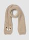 Sciarpa beige lavorata a maglia con orsetto_0