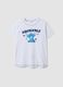 T-shirt branca em algod&atilde;o puro com estampado do Stitch, corte regular_4