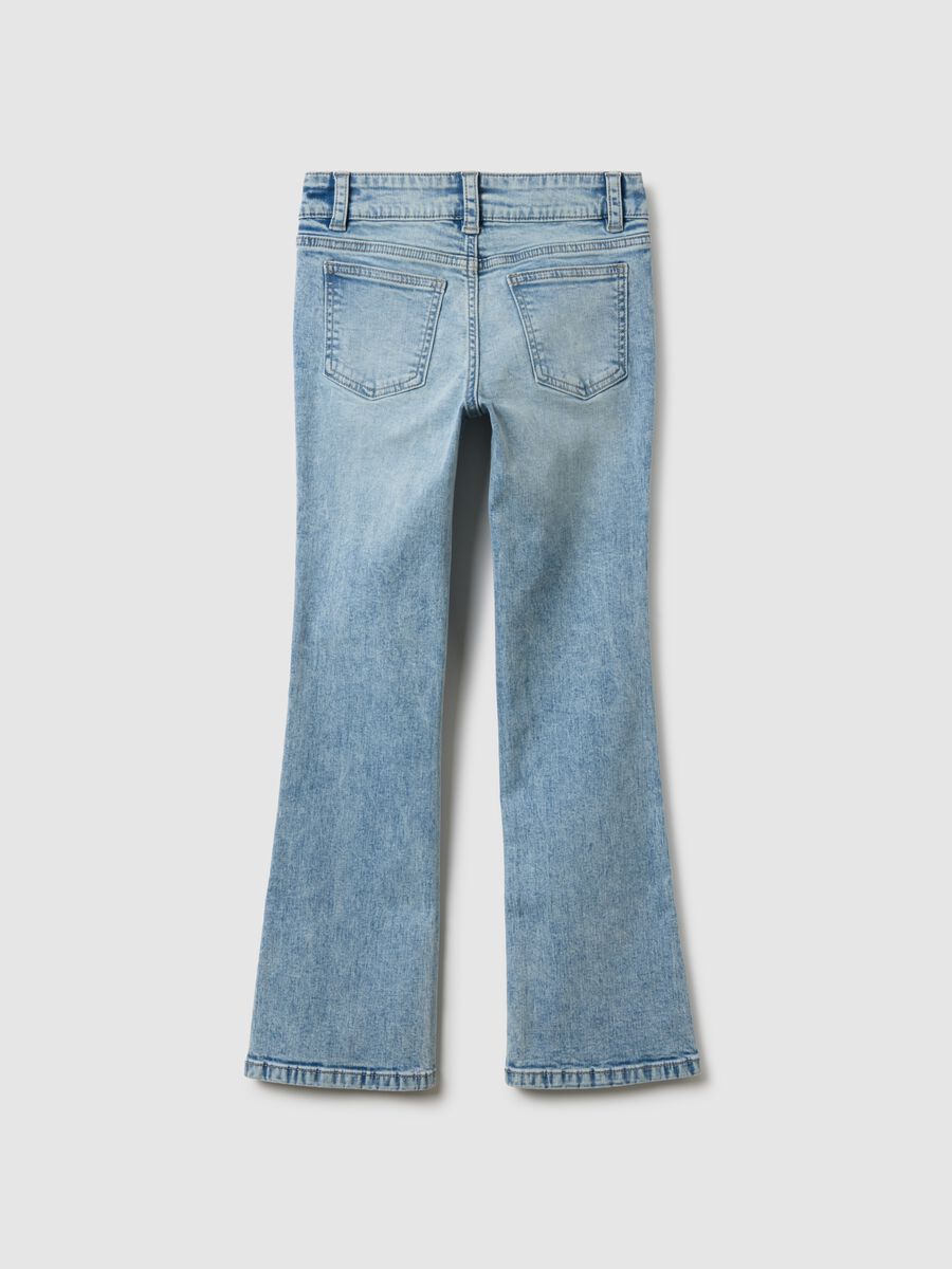 Girls' blue stretch cotton flare jeans_4