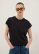 T-shirt preta de manga curta em algod&atilde;o puro, corte ajustado_2