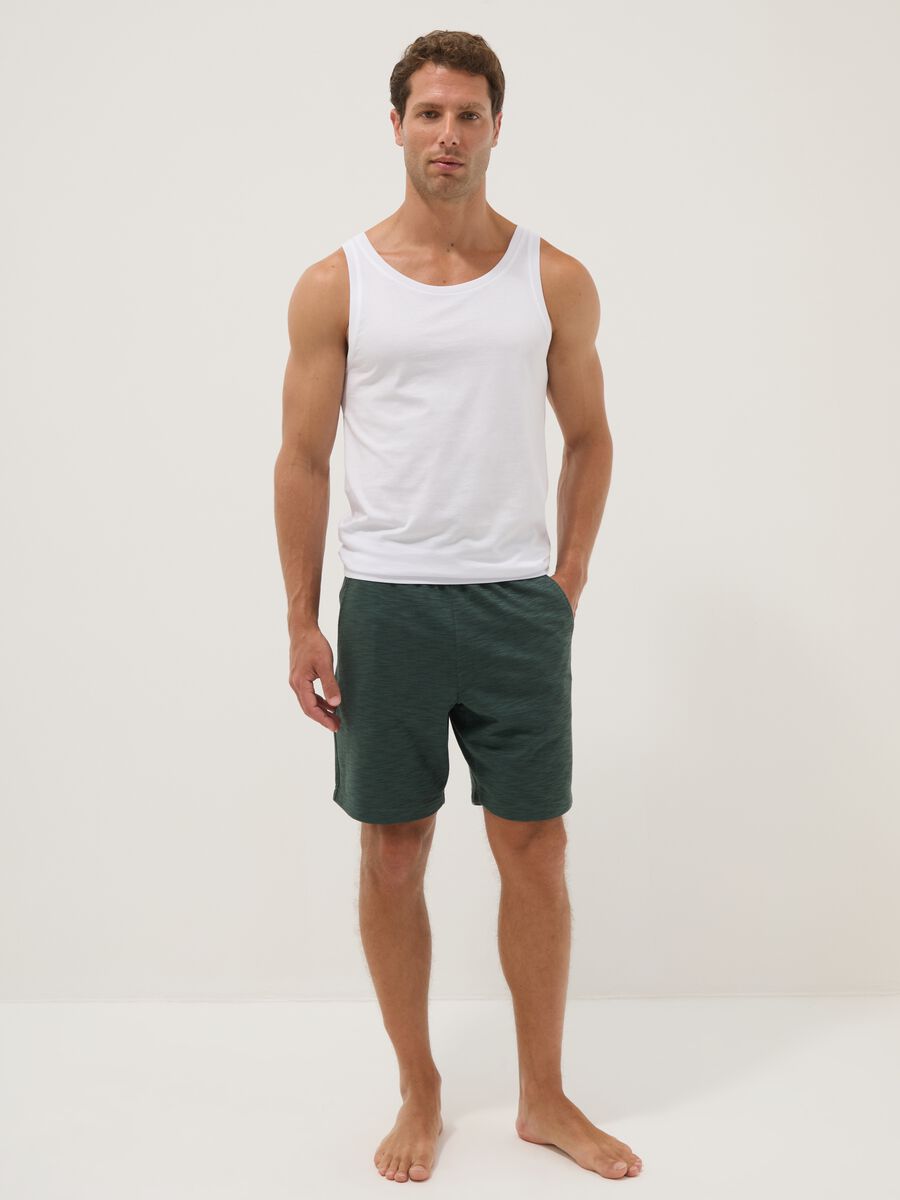 Green cotton-blend regular-fit pyjama shorts_0