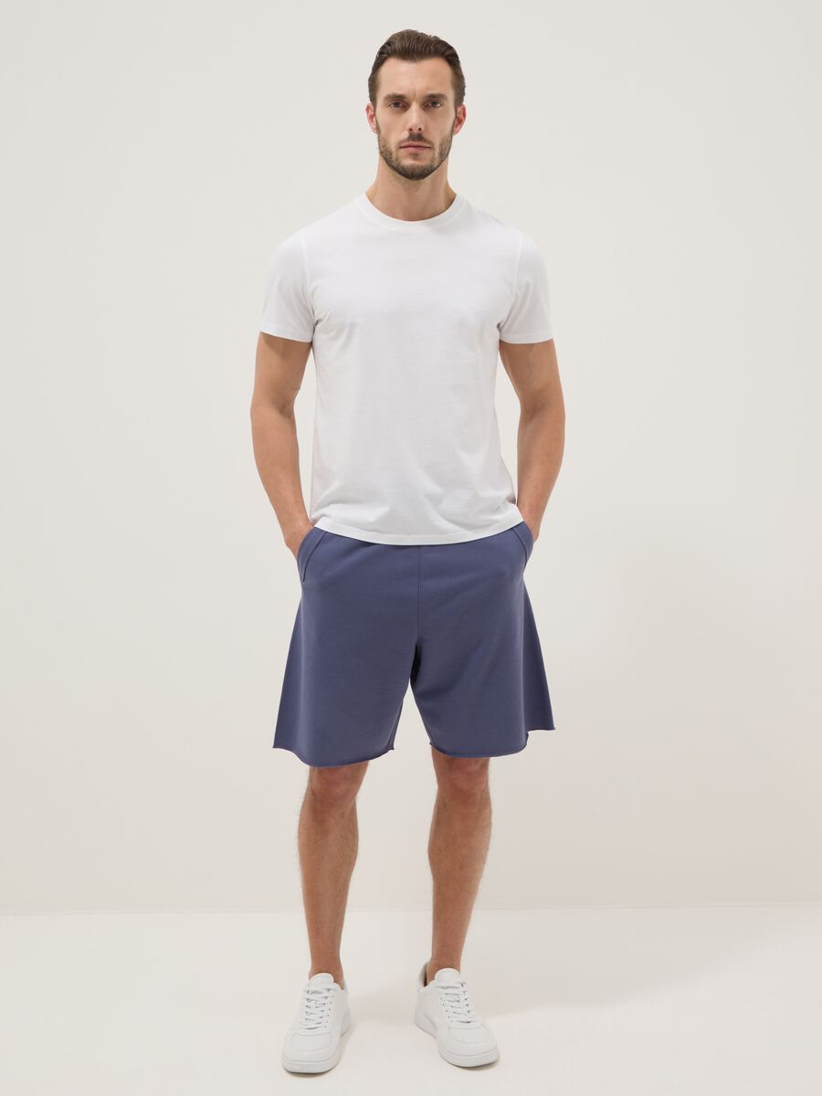 Blue relaxed-fit cotton-blend shorts_0