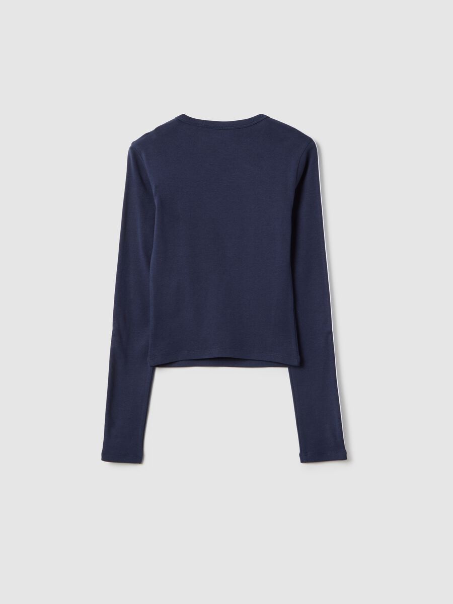 T-shirt azul slim fit em algod&atilde;o el&aacute;stico com estrelas para meninas_1