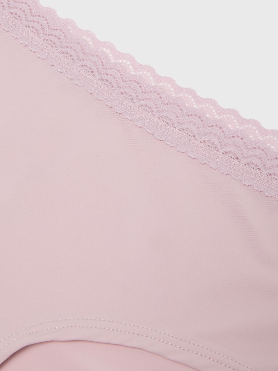 Regular fit pink cotton knickers with lace_1