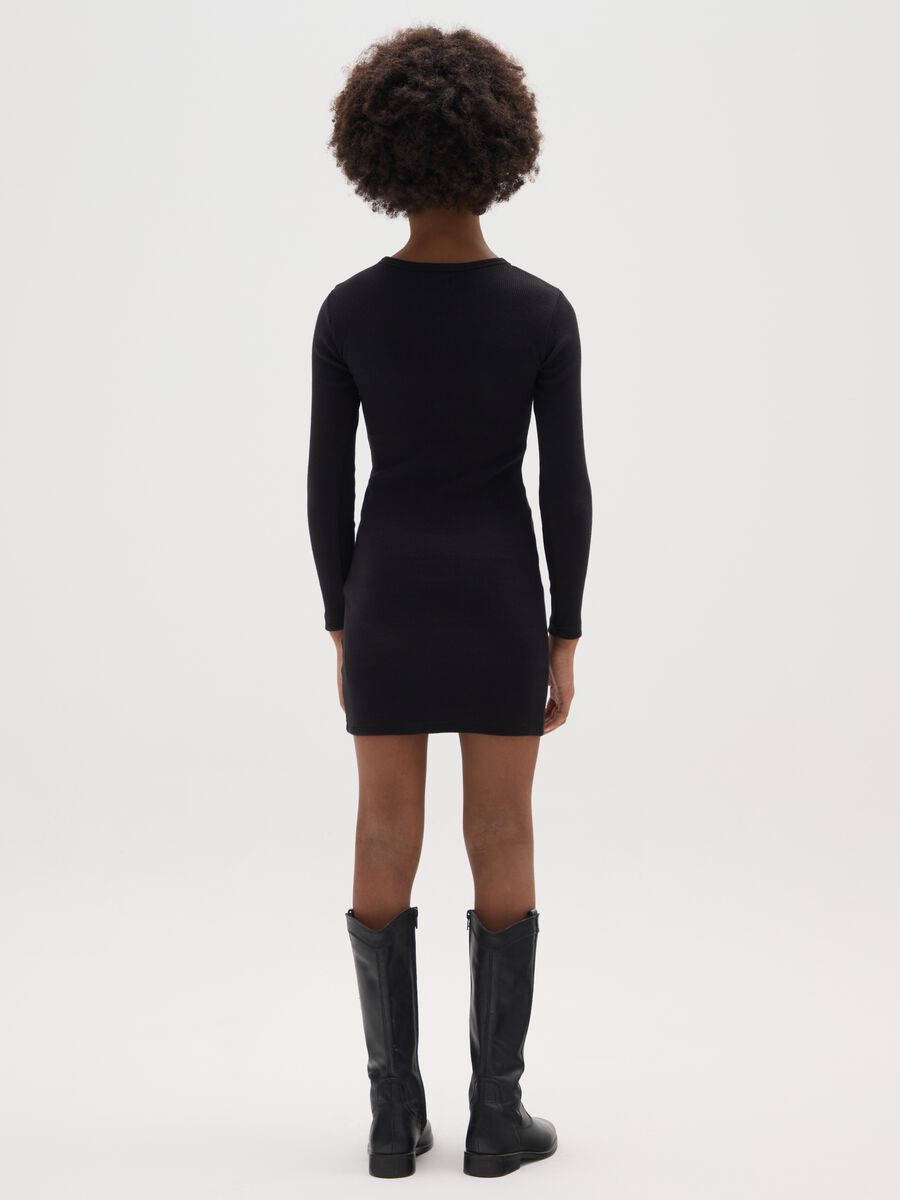 Girls' dress in black stretch cotton_1