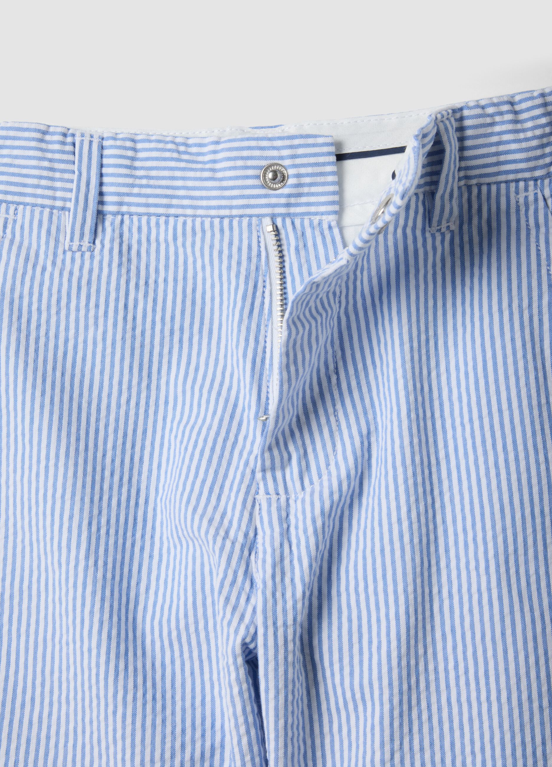 Blue striped pure cotton shorts