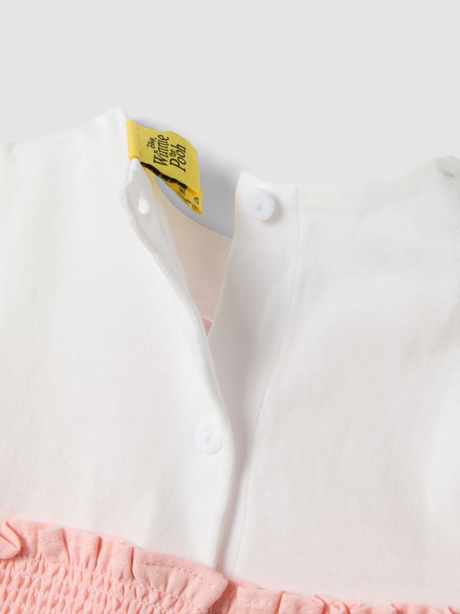Pink cotton-linen blend romper with Winnie the Pooh embroidery for baby girl_3