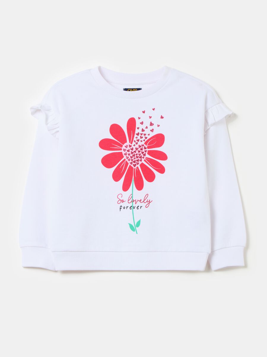 Sweatshirt in French terry with frills and print_0