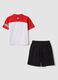 Completo rosso in cotone elasticizzato con t-shirt e shorts per bambino regular fit_1