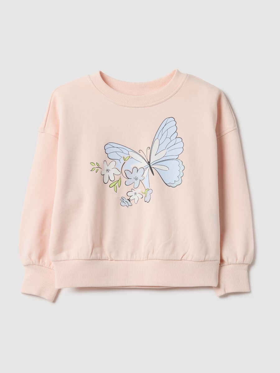 Regular fit pink cotton sweatshirt with print for girls_0