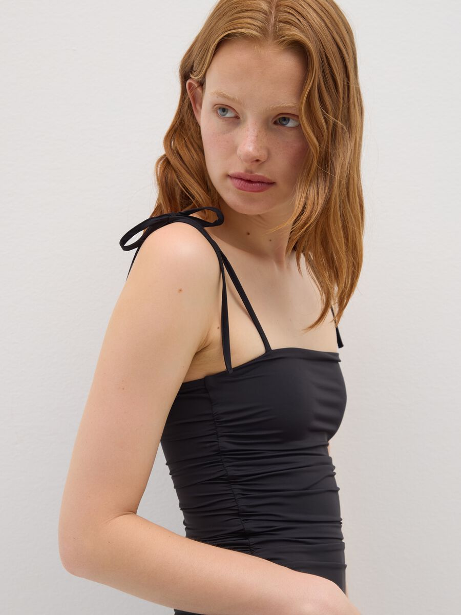 Ruched Black Long Dress_2