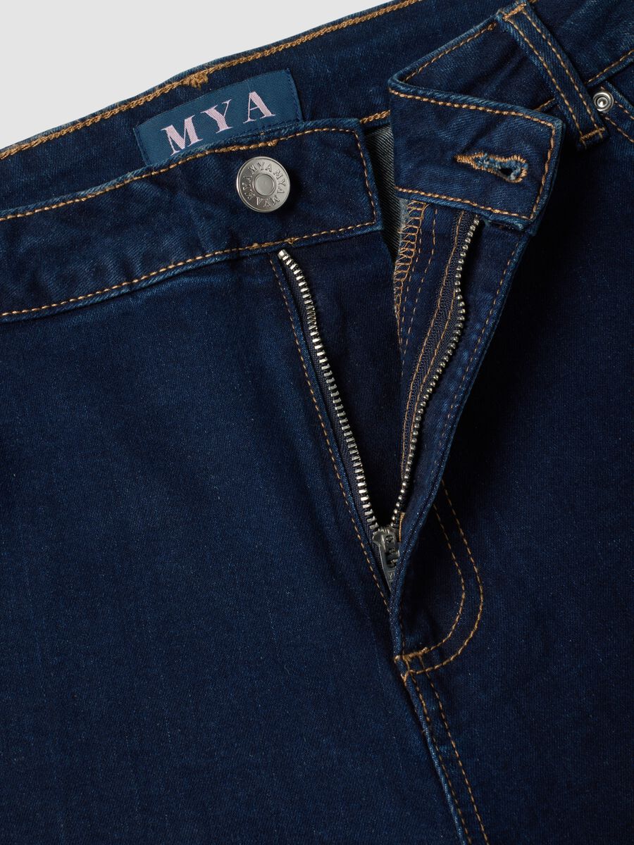 Blue stretch-cotton denim bootcut jeans_2
