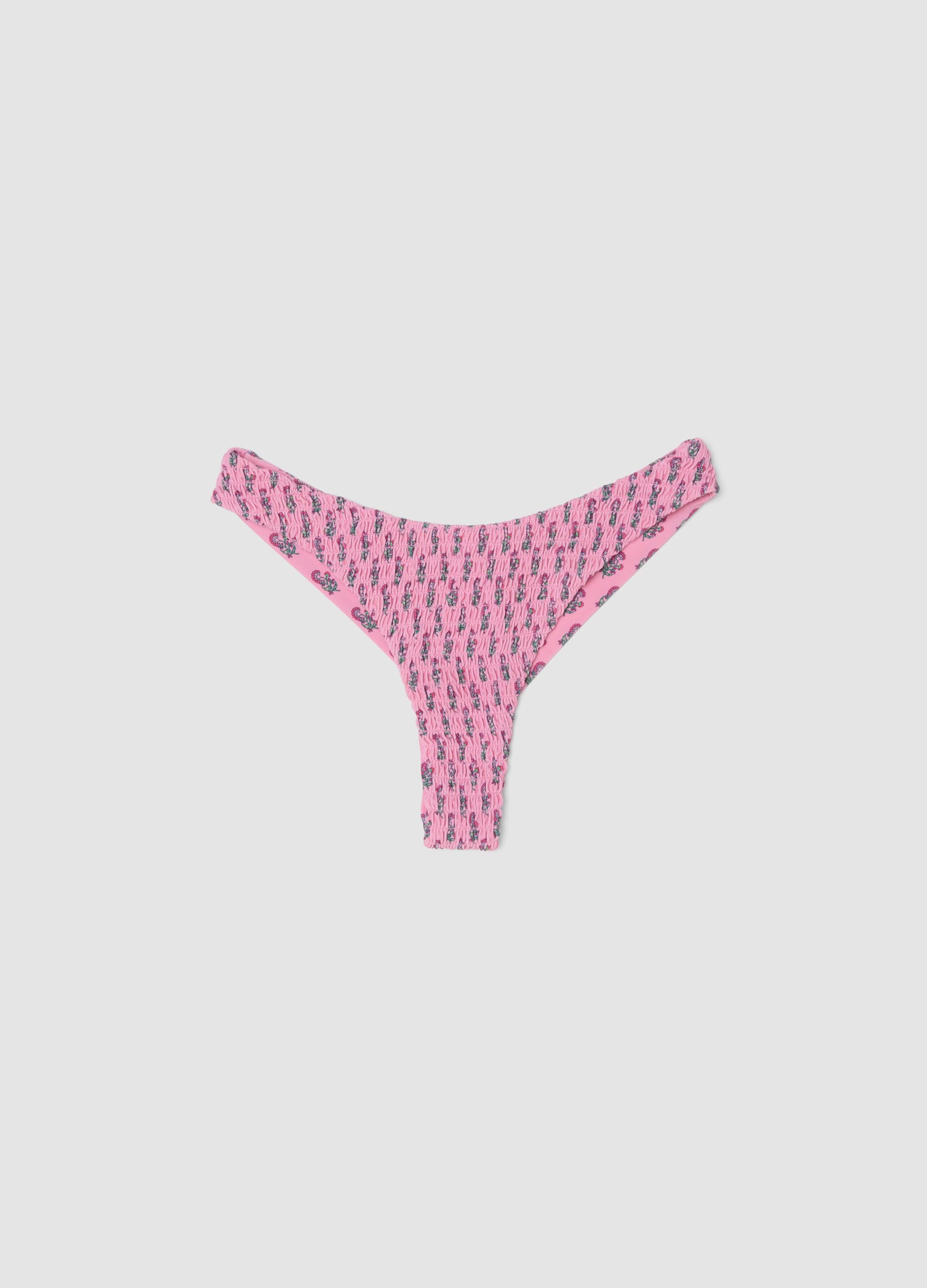 Pink stretch-fabric bikini bottoms