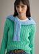 Green pure cotton regular fit sweater with cable knit_3