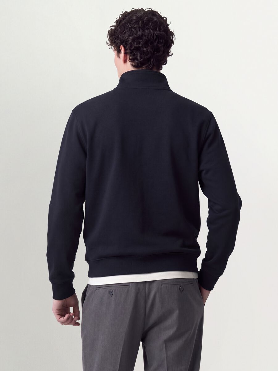 Blue cotton-blend half-zip crew-neck sweatshirt_3