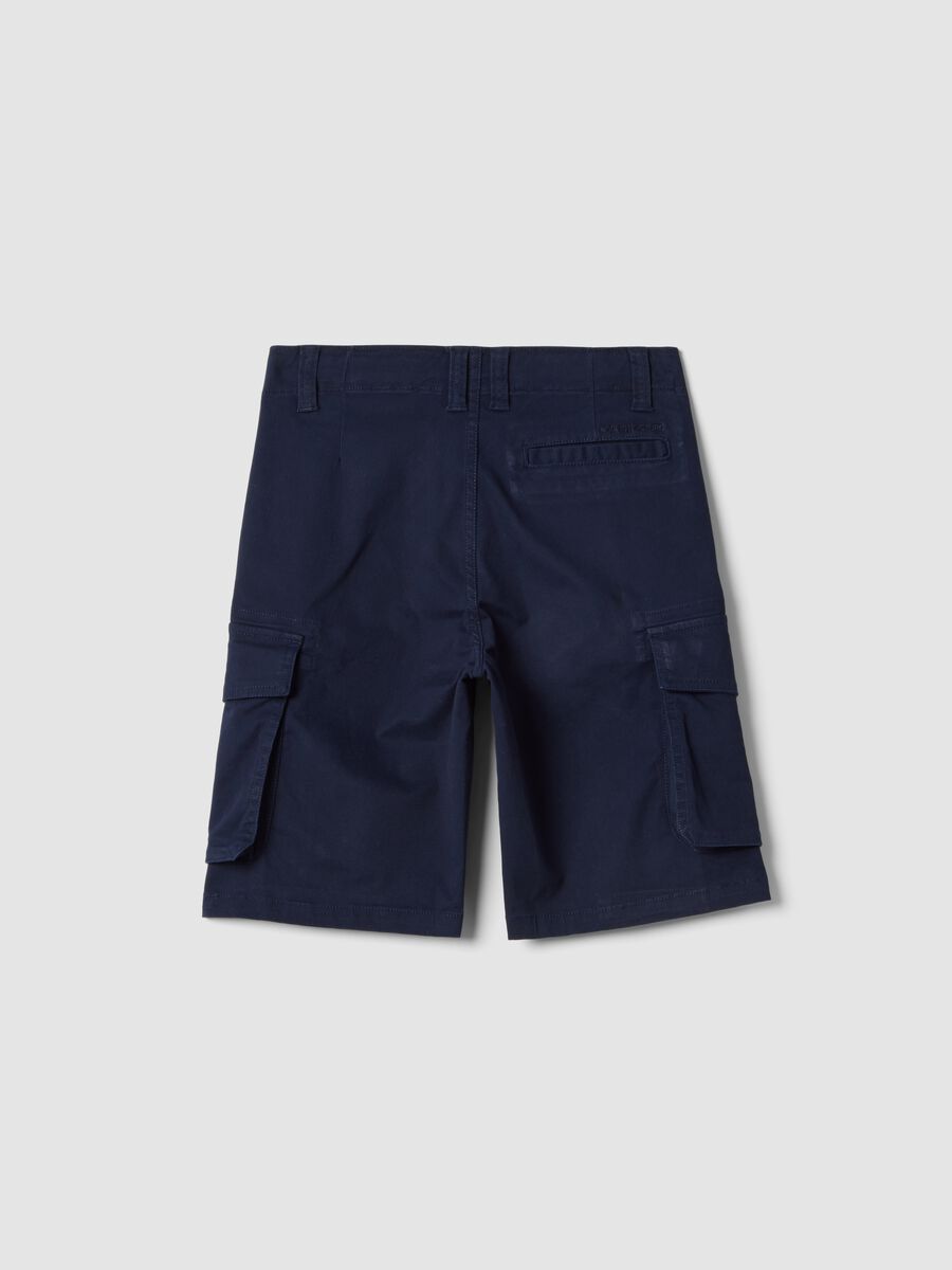 Boys' blue stretch cotton cargo shorts, regular fit_1