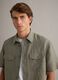 Regular fit green shirt in linen-cotton blend_0