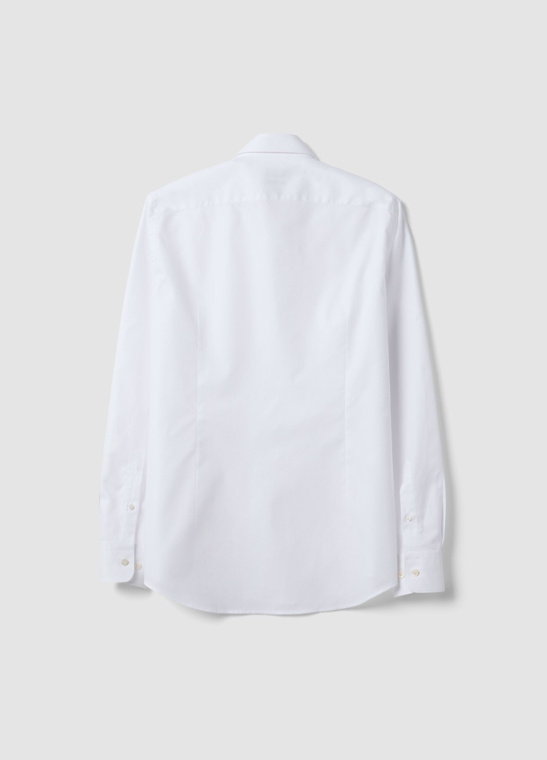 Wei&szlig;es Hemd aus reiner Compact Cotton mit Haifischkragen, Slim Fit