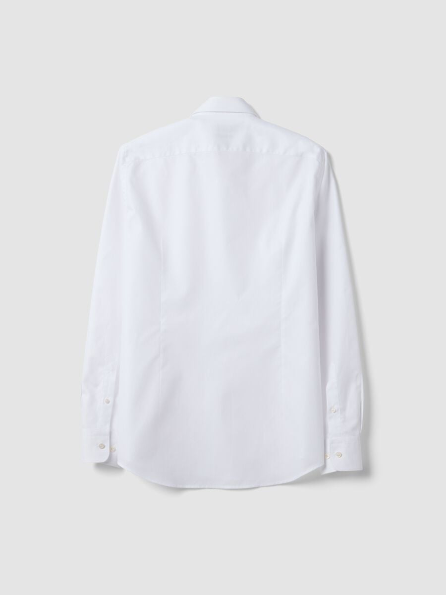 White shirt in pure compact cotton with slim-fit French collar_1