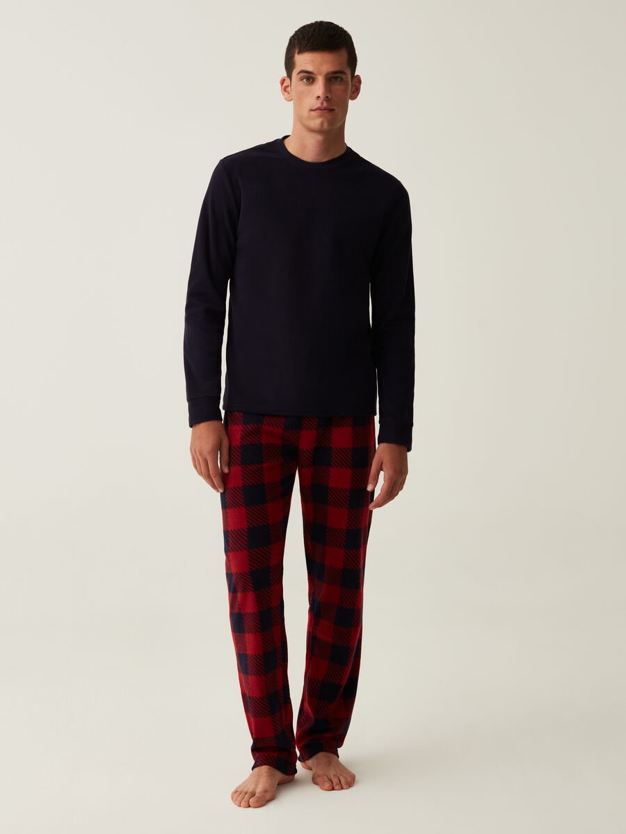 Fleece pyjamas with check pattern_0