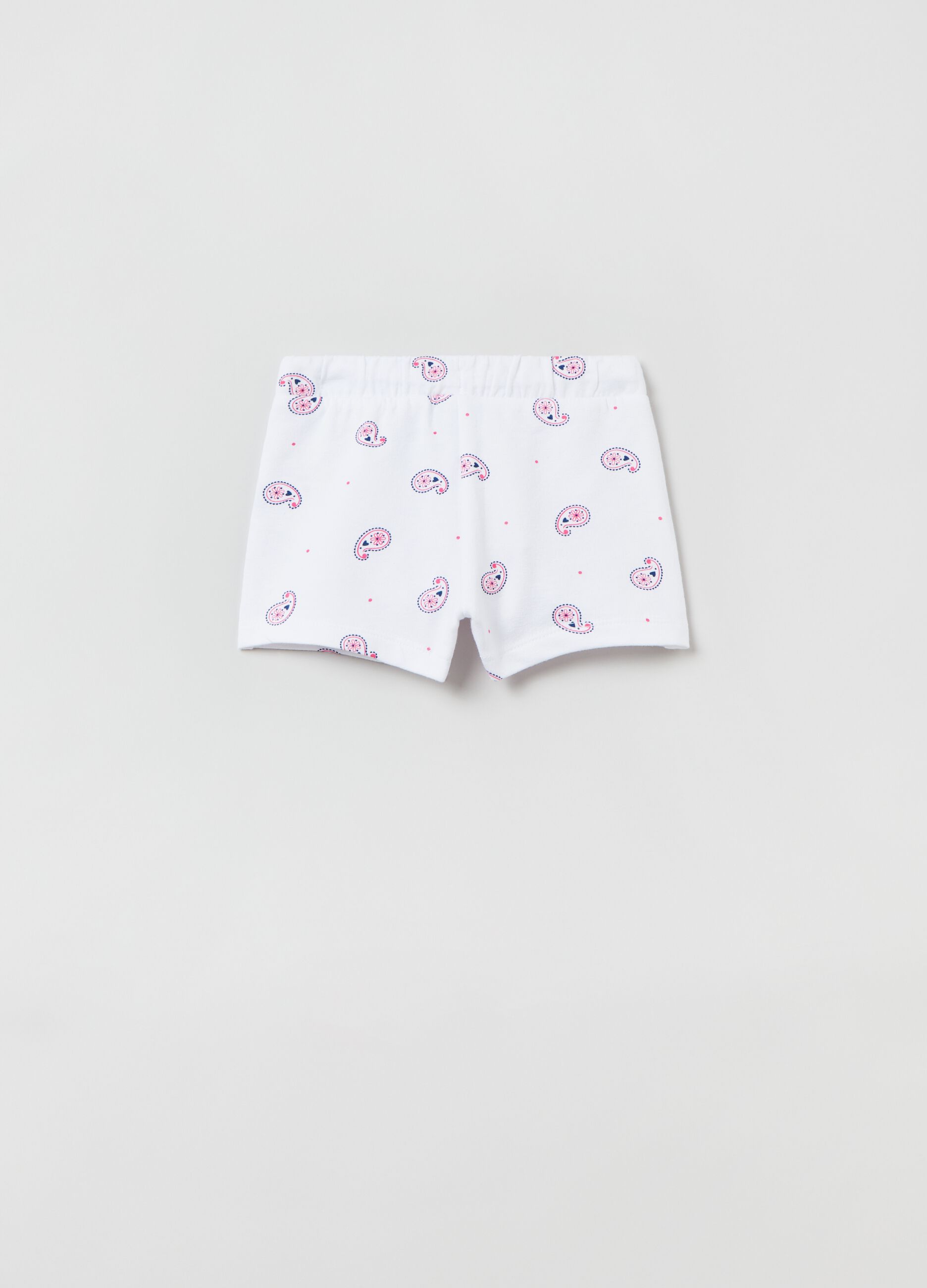Stretch shorts with cashmere pattern