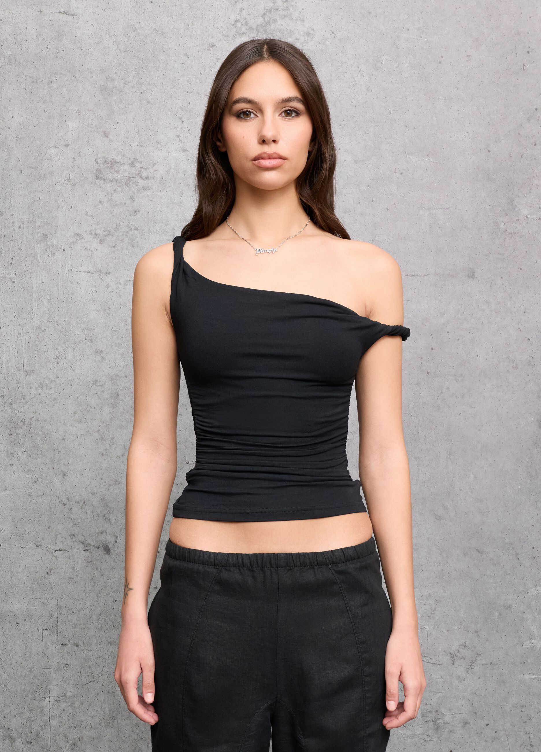 Black Asymmetric Tank Top