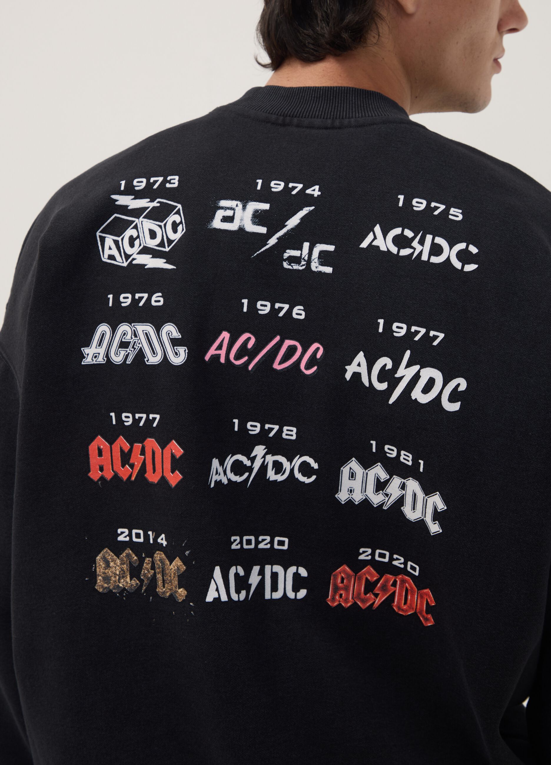 Black cotton-blend AC/DC printed sweatshirt