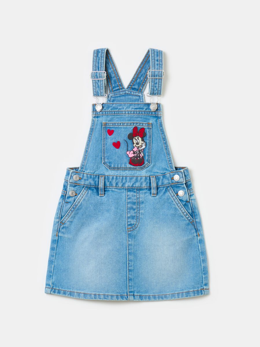 Denim pinafore with Minnie Mouse embroidery_0