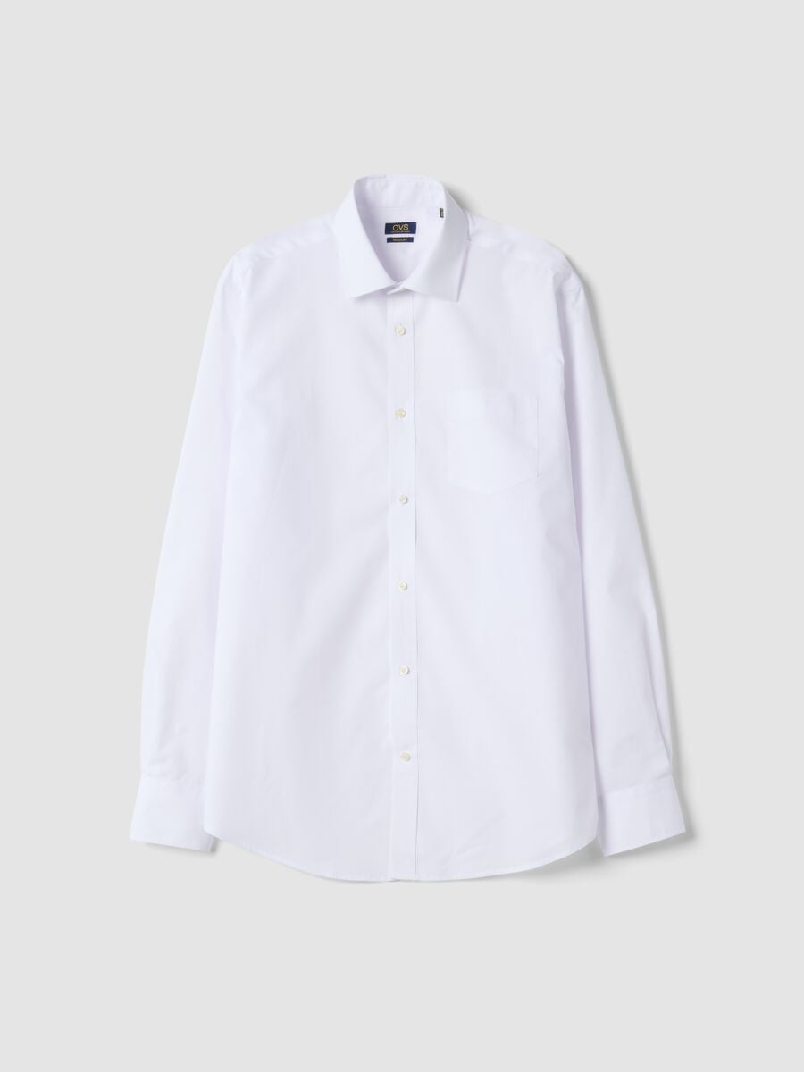 White regular-fit shirt with classic collar, easy iron_4