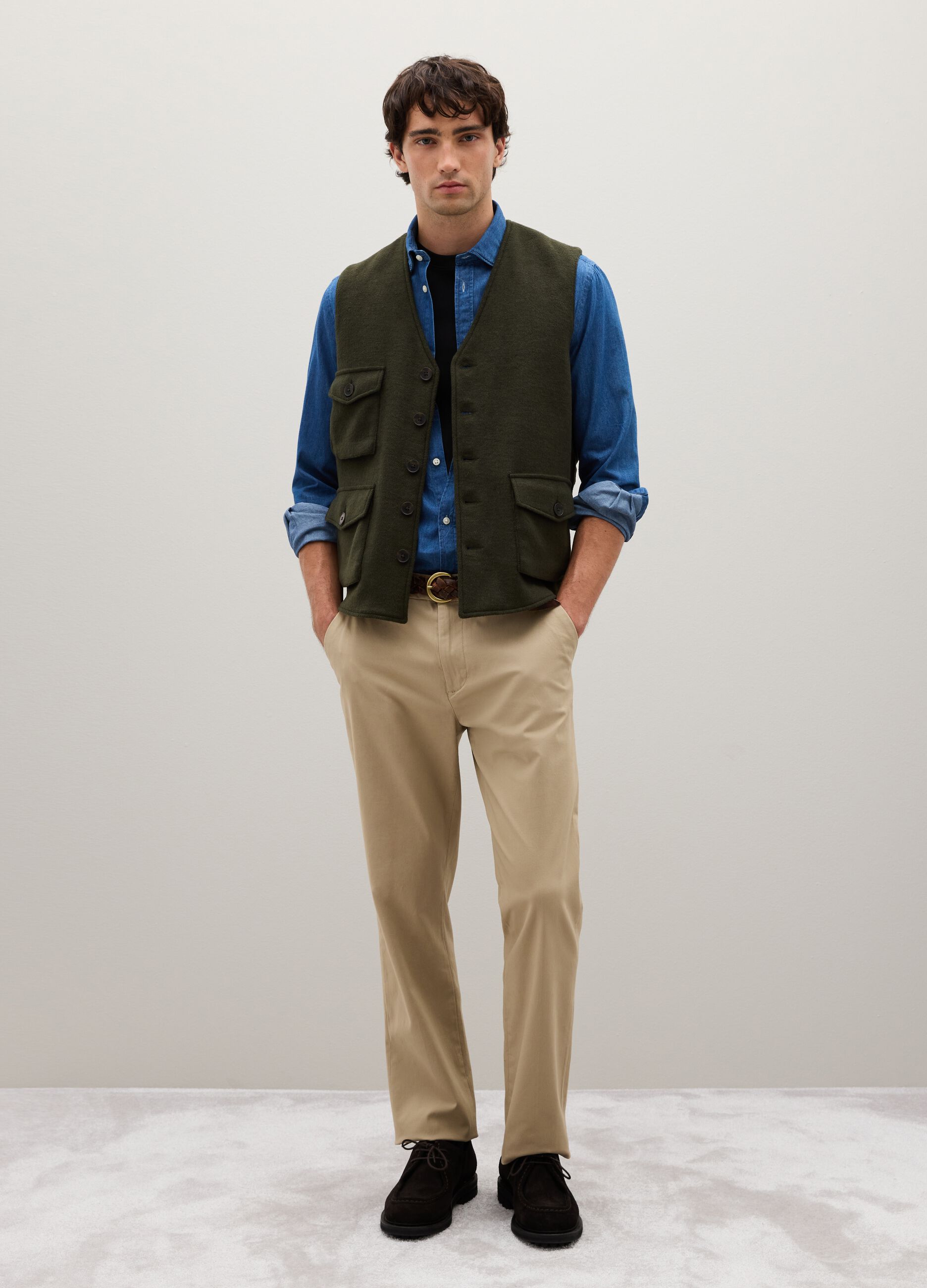 Green Vest with Multiple Pockets