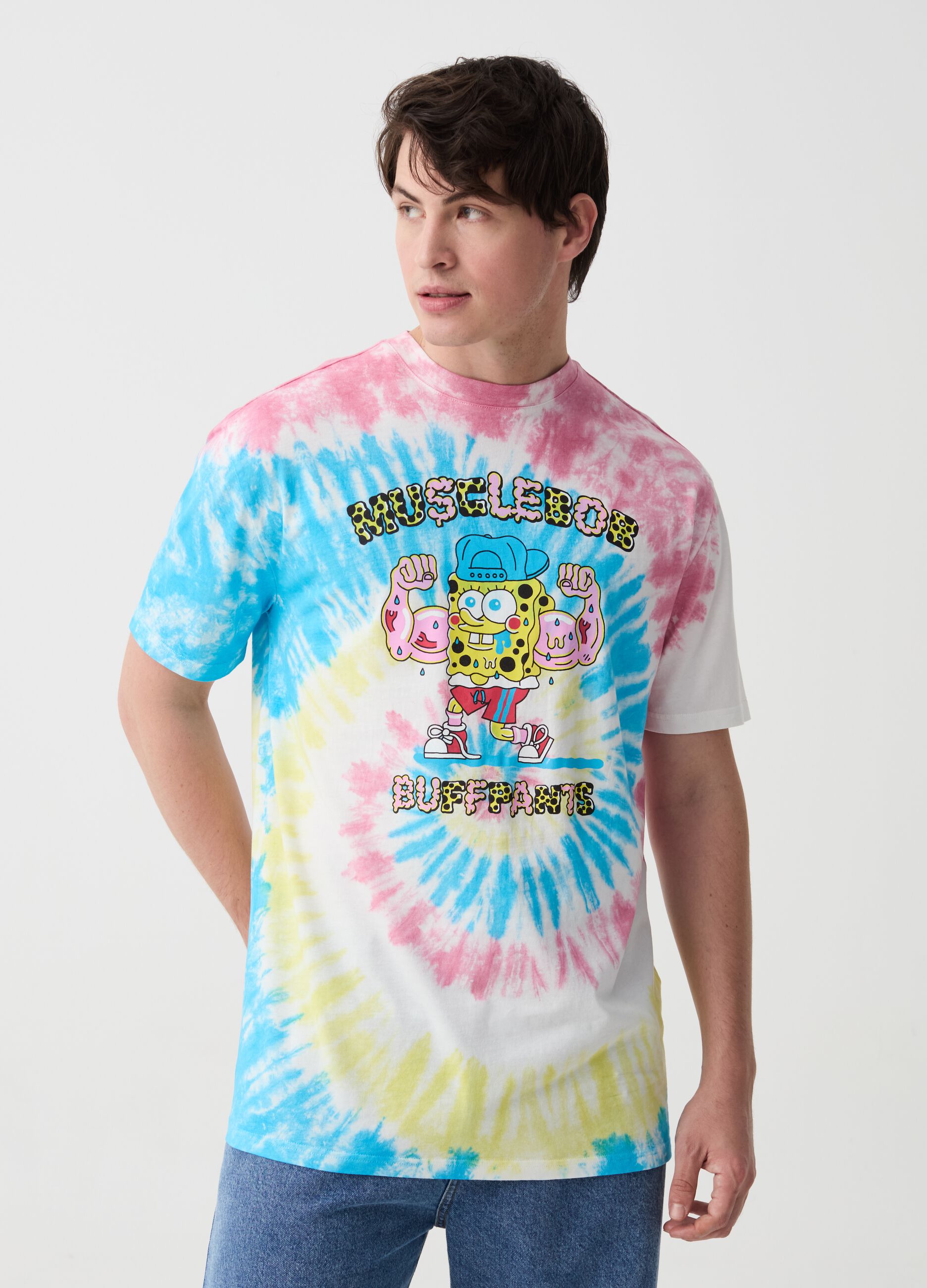 Cotton T-shirt with Spongebob print