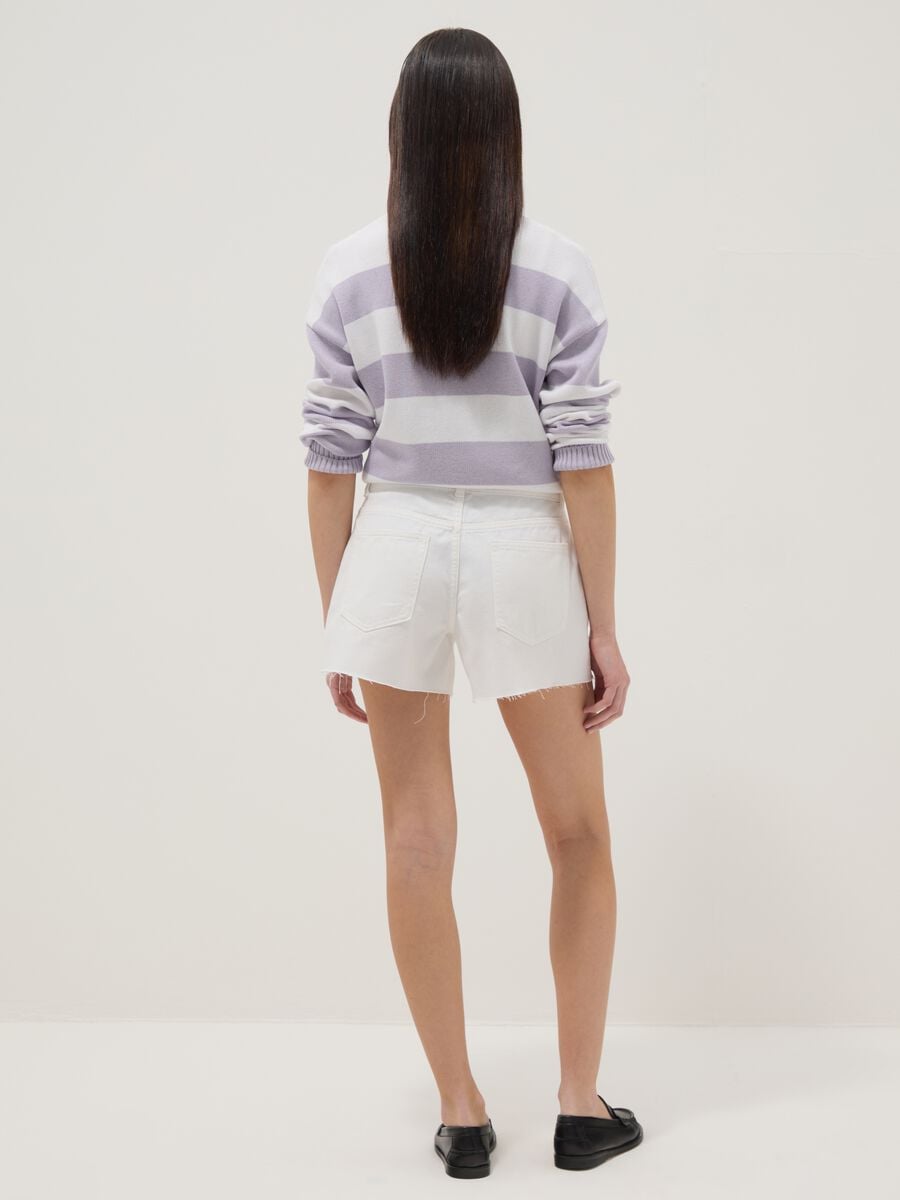 White pure cotton five-pocket shorts_1