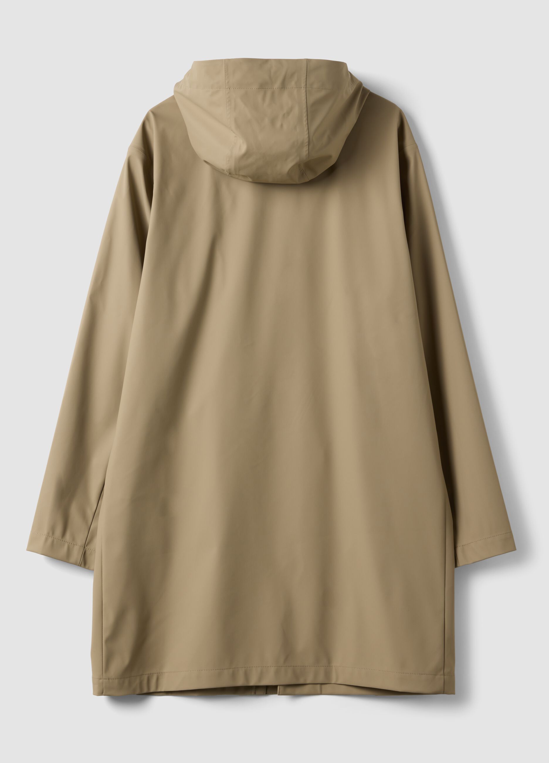 Beige regular-fit raincoat with zip fastening