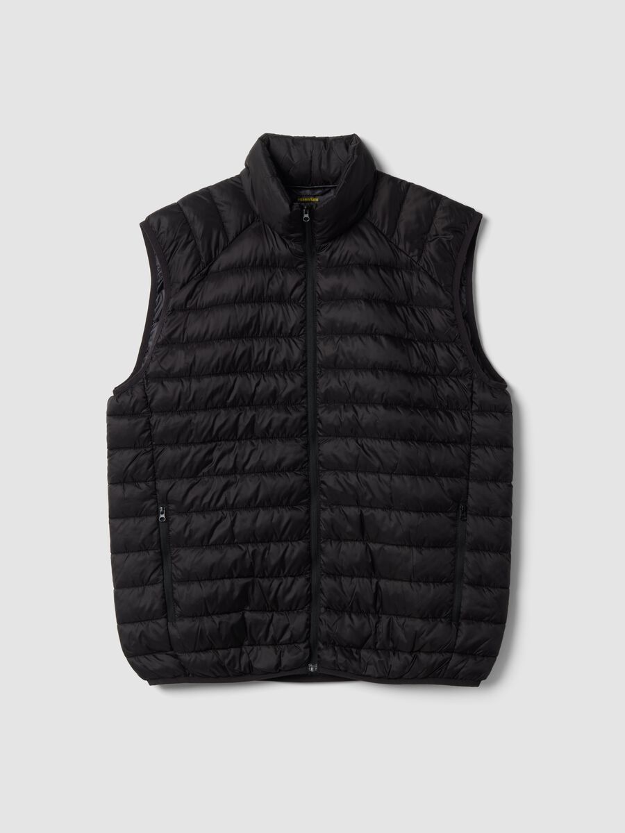 Black Ultralight padded gilet with zip_0