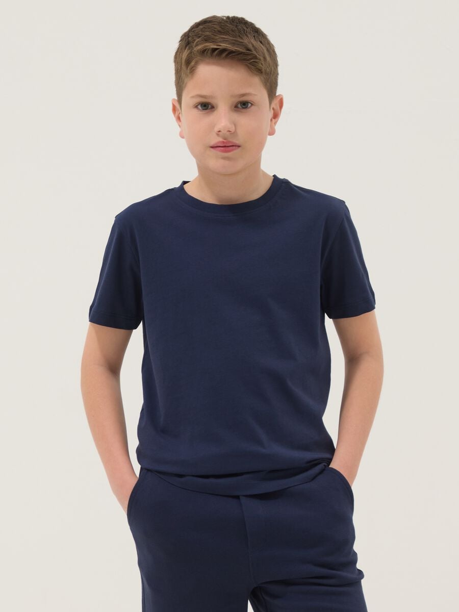 Boys&rsquo; blue pure cotton regular fit T-shirt_1