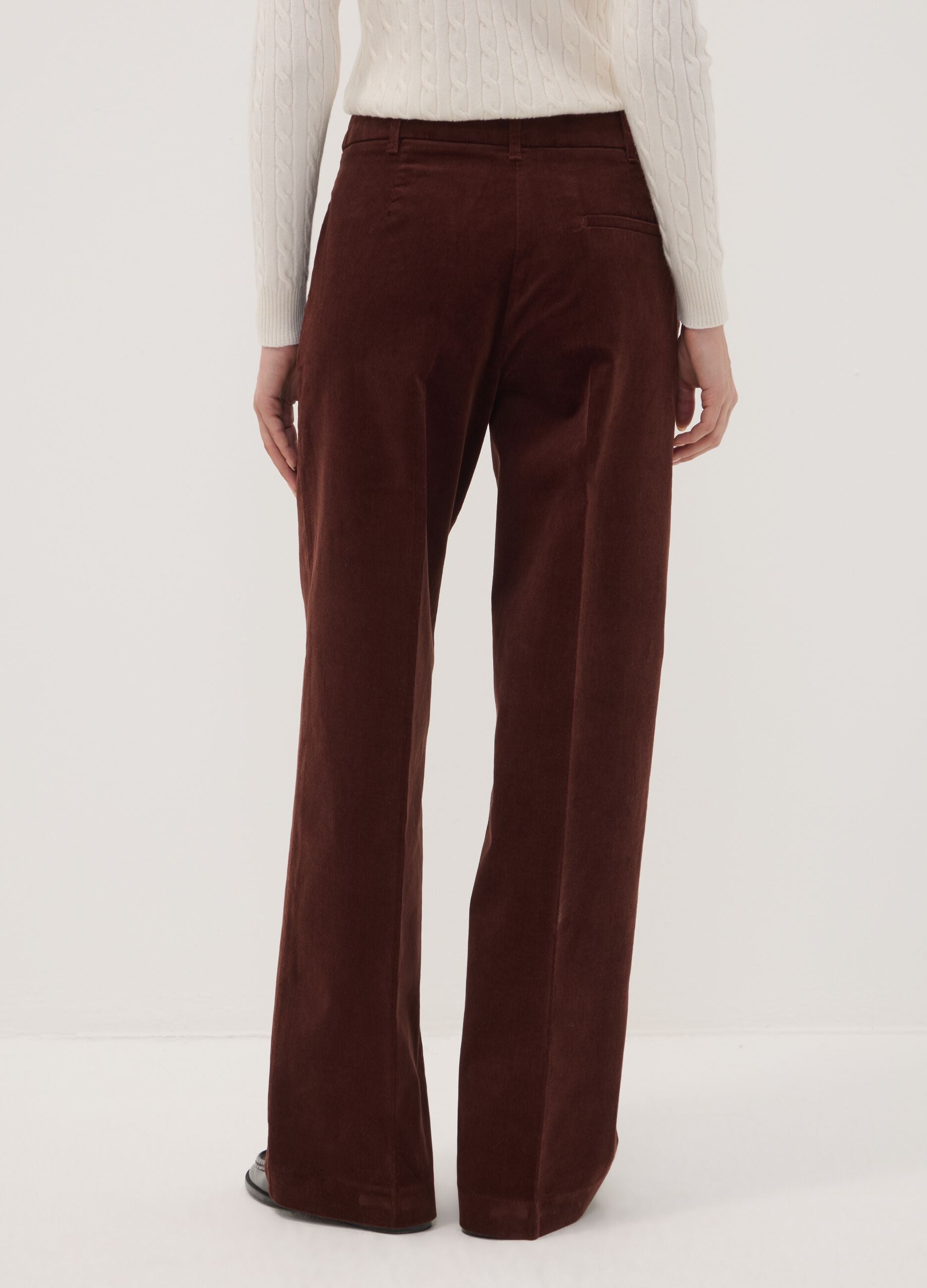 Cal&ccedil;as The Iconic Pants castanhas em algod&atilde;o el&aacute;stico canelado, corte reto