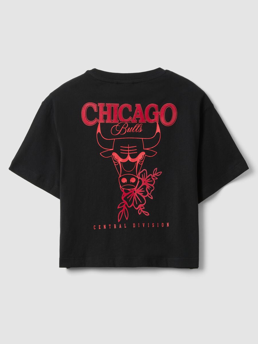Girls' pure black cotton relaxed fit Chicago Bulls T-shirt_4