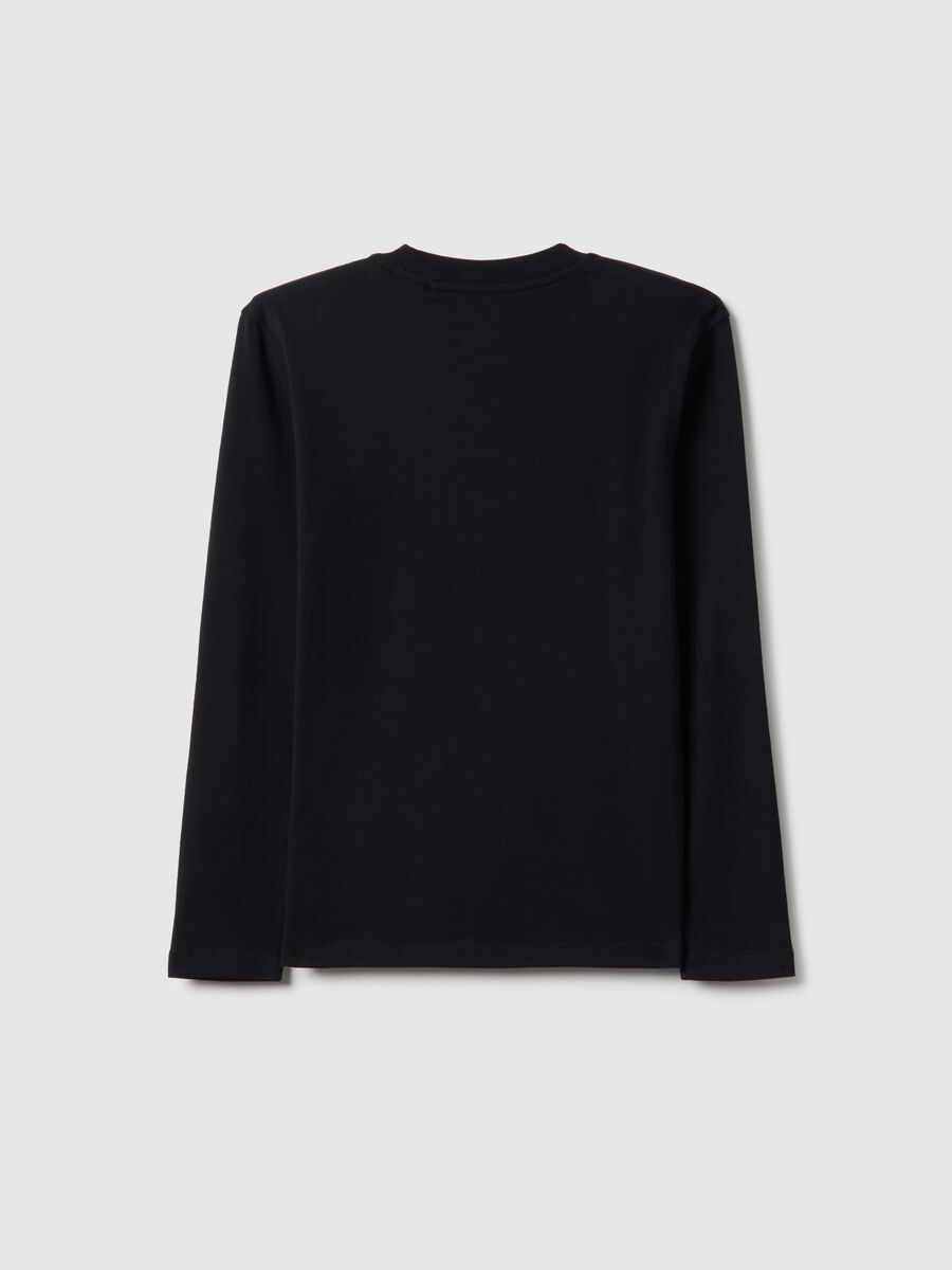 Black pure cotton regular fit t-shirt with print for boys_4