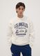 White cotton-blend sweatshirt with Lakers print_0