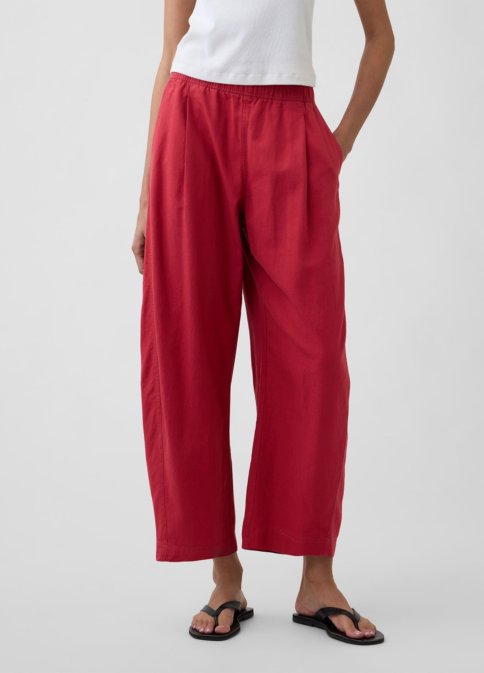 Linen-blend palazzo trousers