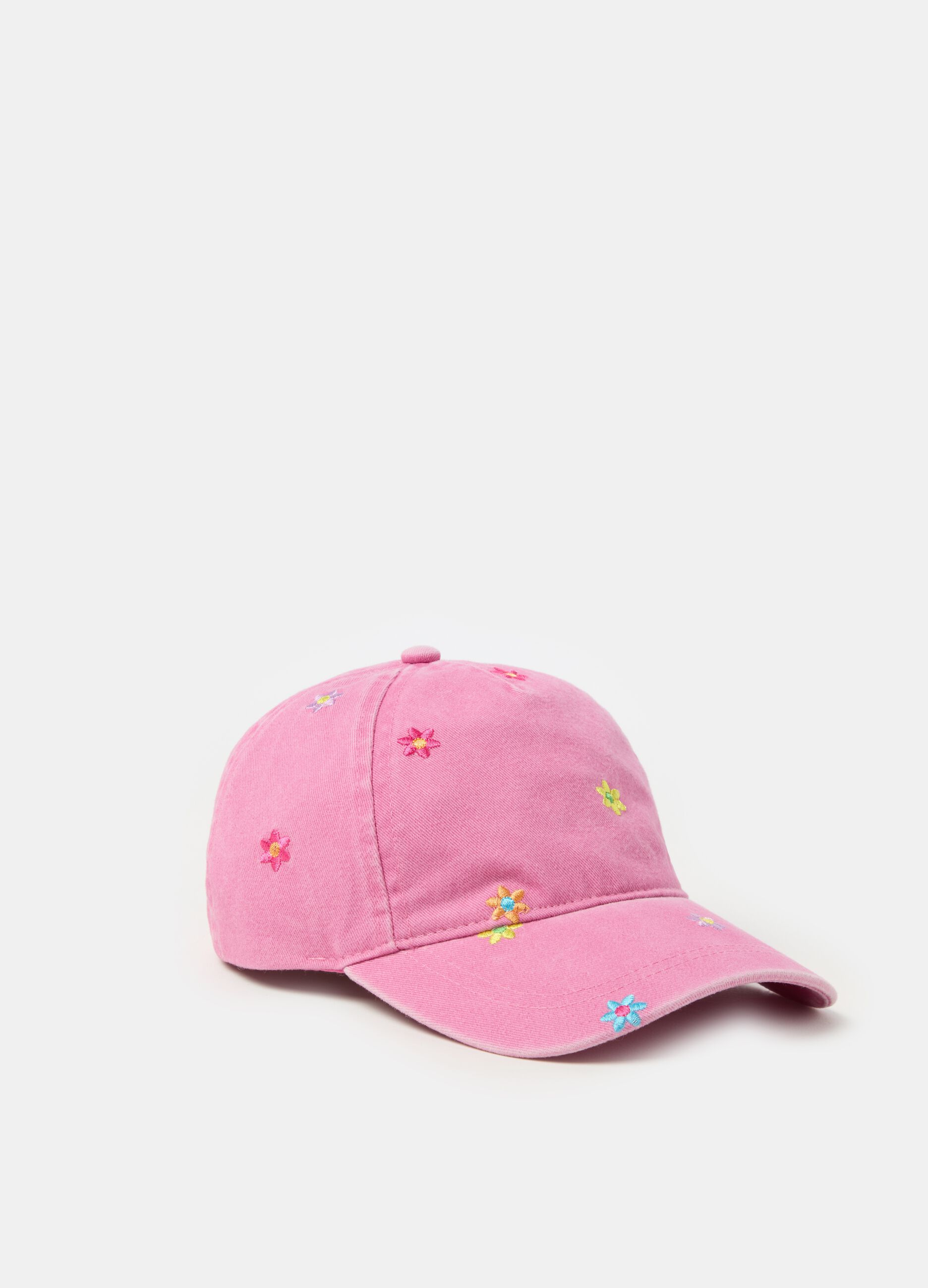 Denim baseball cap with embroidery