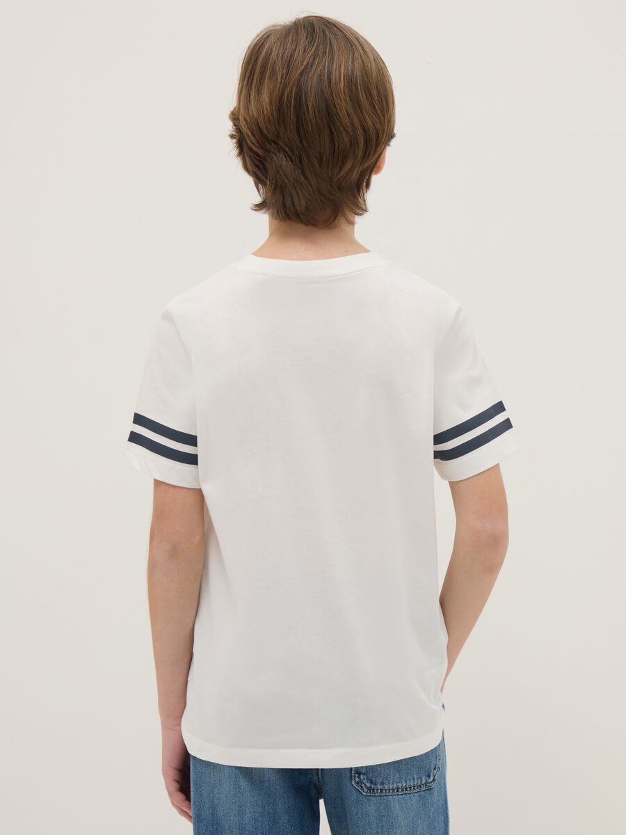 Boy's regular fit pure white cotton T-shirt with New York print_1