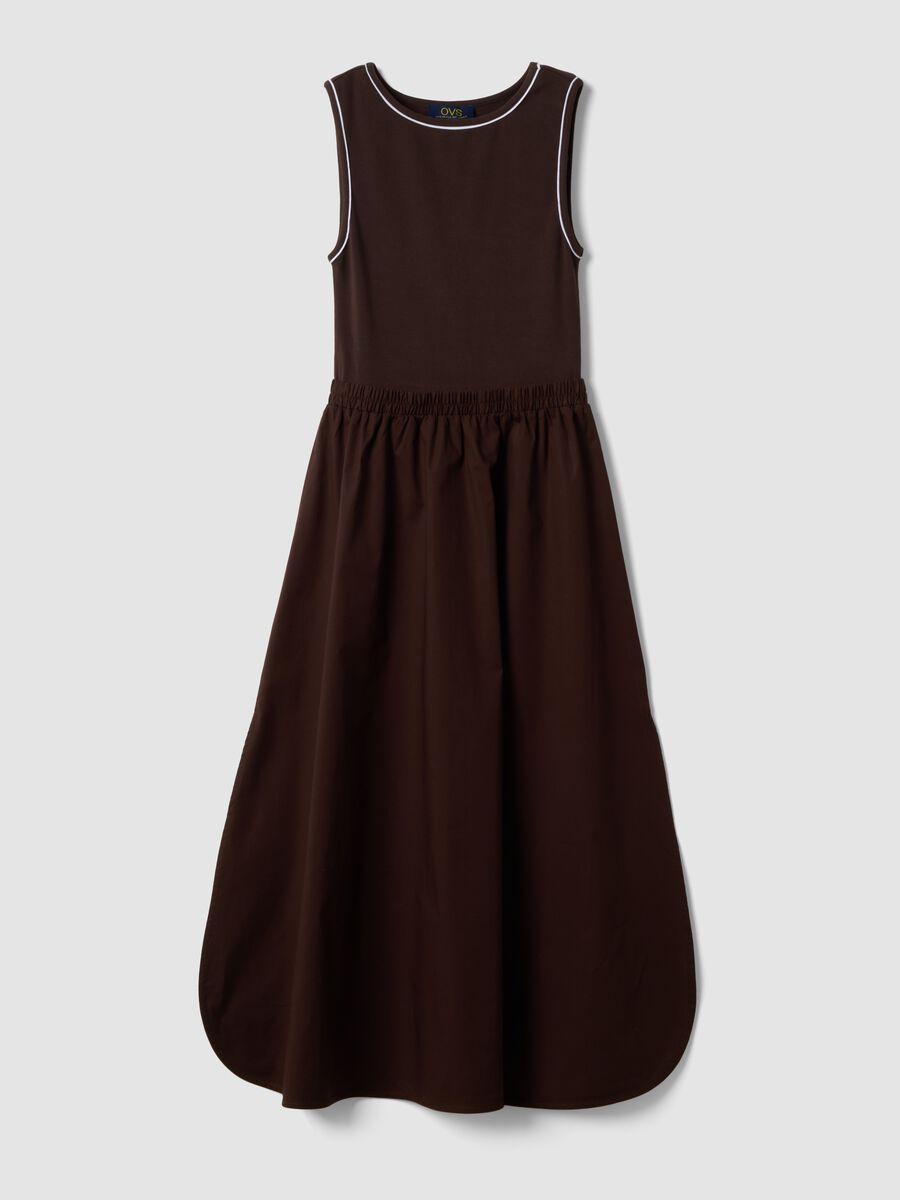 Abito marrone smanicato in cotone elasticizzato regular fit_4
