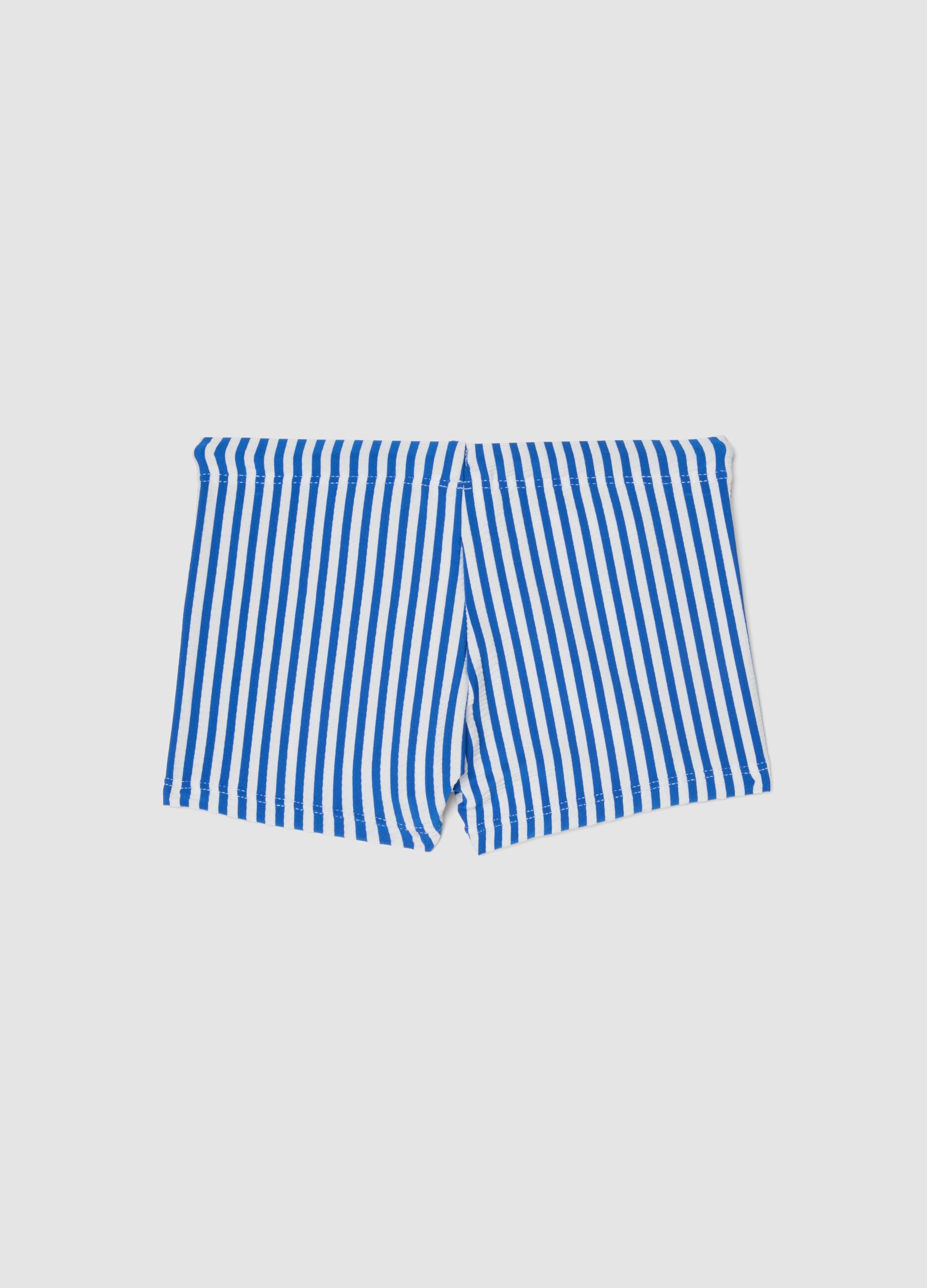 Blau-wei&szlig;e Stretch-Badeboxershorts