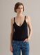 Black pure cotton regular-fit vest top with open-knit texture_0