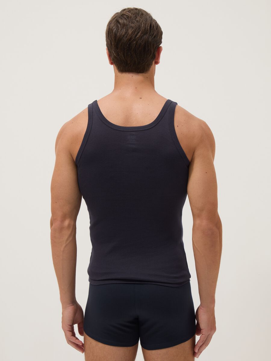 Blue pure cotton tank top regular fit_2